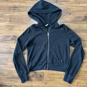 TNA Waffle Cropped Zip-Up Hoodie